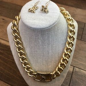 Gold Elephant necklace with Matching Earrings